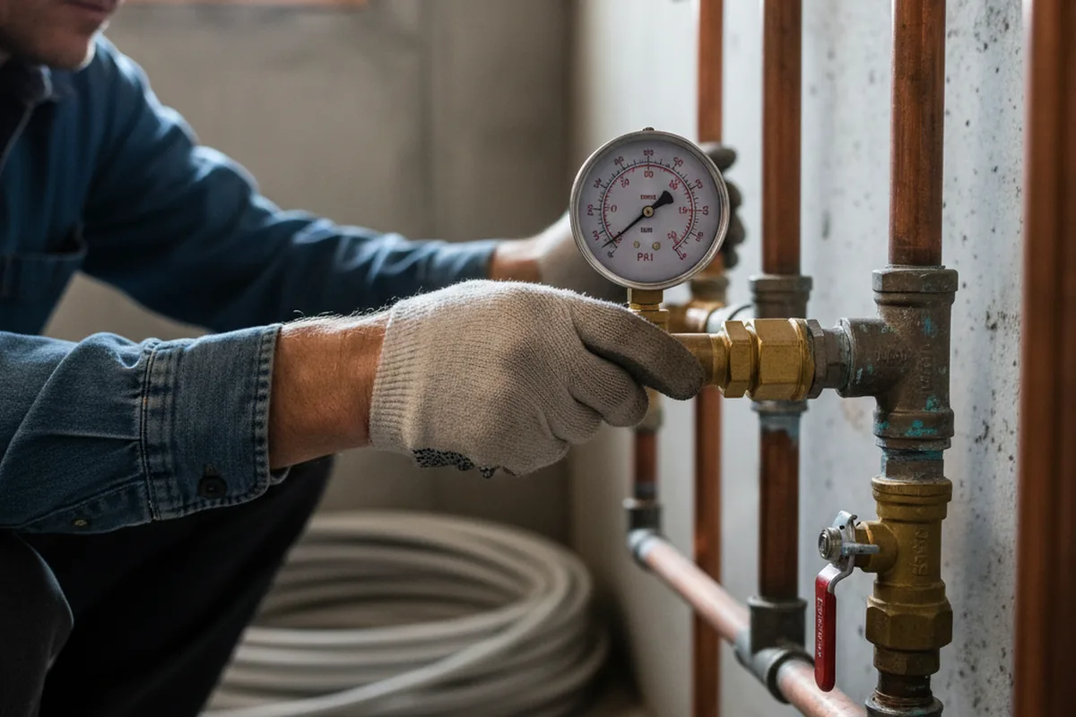 Pressure testing a repaired line during Water Line Repair in Divernon